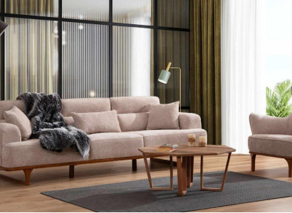 Beige Sofagarnitur Dreisitzer Sessel Luxus Sessel Beige Moderne Möbel